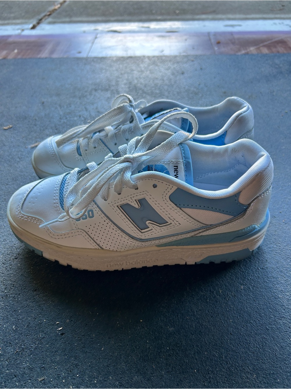 New Balance 550 White & Light Blue Sneakers
